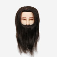 Główka męska z brodą - ciemny brąz - 30-35cm - 100% naturalne włosy