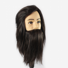 Główka GĘSTA męska z brodą - bardzo ciemny brąz - 40cm - 100% naturalne włosy - ALEX 3