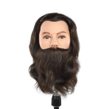 Główka męska z brodą - bardzo ciemny brąz - 20-25cm - 100% naturalne włosy - ERIK - ORIGINAL BEST BY 3