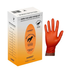 Rękawice NITRYL MAX GRIP - GRUBE pomarańczowe - (100szt) 5