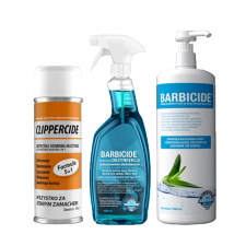 Pakiet 3 produktów do dezynfekcji - CLIPPERCIDE Spray 500ml, SPRAY Do dezynfekcji 1000ml, PŁYN Do dezynfekcji rąk 1000ml  - BARBICIDE